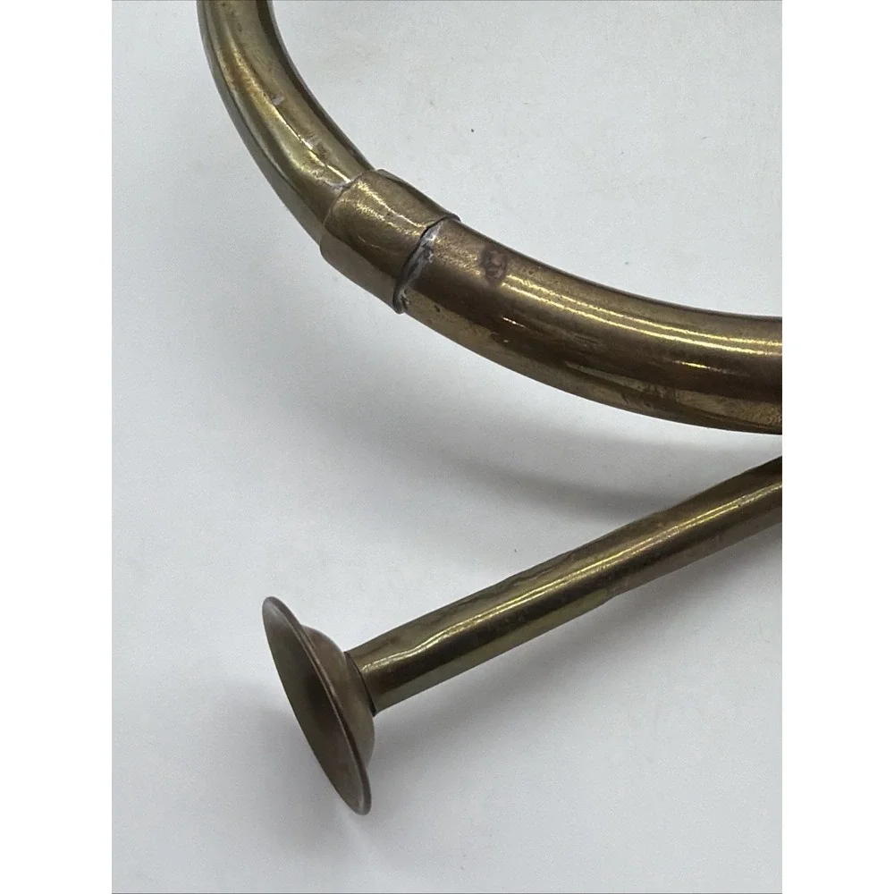 Vintage Brass Metal Natural Horn French or Hunting Style Decorative Patina 7x12
